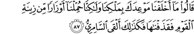Surah 20 Ayah 87