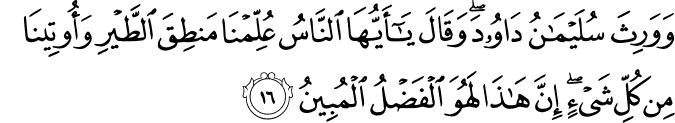 Surah 27 Ayah 16