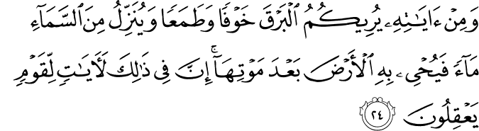 Surah 30 Ayah 24