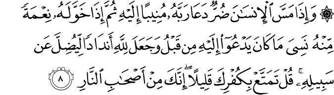 Surah 39 Ayah 8